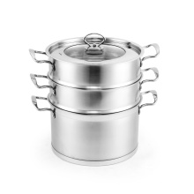 2 layer high quality stainless steel steamer soup pot /optima steamer with glass lid double boiler